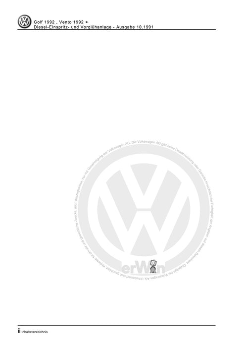 Golf III (1992 - 1999) Golf-Golf Variant-Vento Reparaturanleitung Diesel-Einspritz- und Vorglühanlage