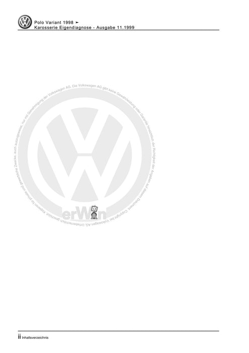 Caddy (1996 - 2003) Caddy Kasten-Kombi Reparaturanleitung Karosserie Eigendiagnose