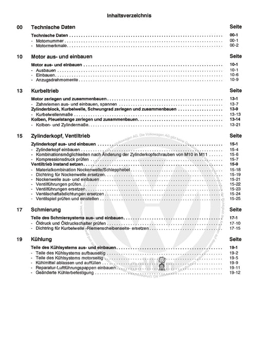 Golf I (1974 - 1984) Reparaturanleitung 4 Zyl. Vergasermotor ( Schlepphebel) Mechanik FA,FJ,GF,GG,GS,HK