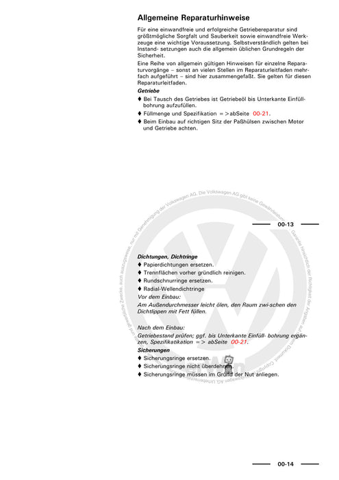 Golf III (1992 - 1999) Golf-Golf Variant-Vento Reparaturanleitung 4 Gang Schaltgetriebe s084 APY CDE