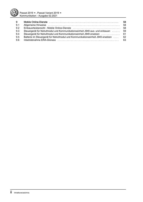 Passat (2019+) Reparaturanleitung Kommunikation