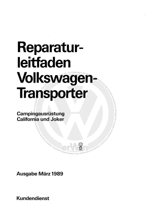 Typ 2 (1968 - 1979) Reparaturanleitung Campingausrüstung (California und Joker)