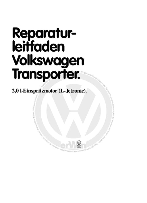 Typ 2 (1968 - 1979) Reparaturanleitung 2,0-l-Einspritzmotor (L-Jetronic) CV