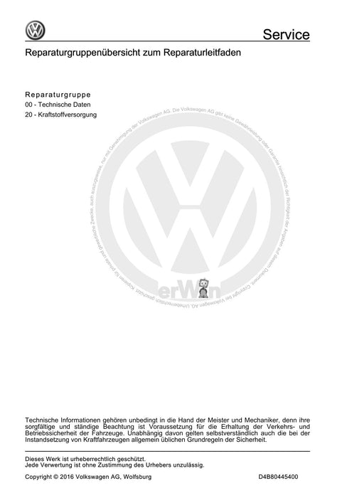 Jetta (1980 - 1988) Jetta Reparaturanleitung Kraftstoffversorgung - Dieselmotoren