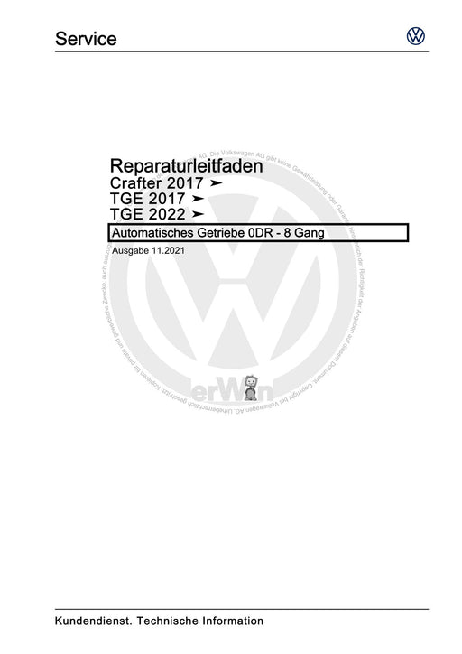 Crafter (2017+) Reparaturanleitung Automatisches Getriebe 0DR - 8 Gang