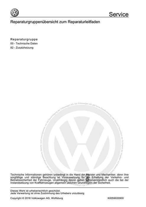 Passat (2005 - 2008) Passat-Passat Variant Reparaturanleitung Standheizung, Zusatzheizung