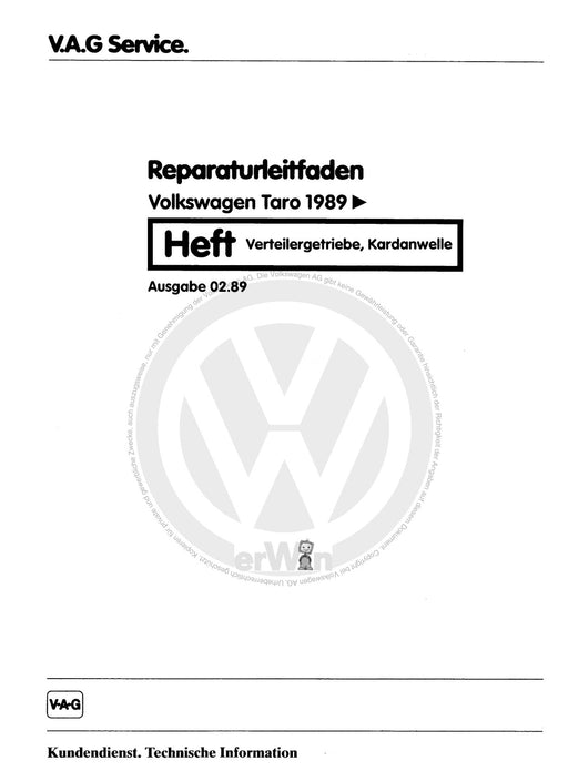 Taro (1989 - 1997) Reparaturanleitung Verteilergetriebe, Kardanwelle