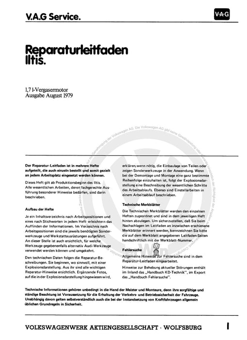 Iltis (1979 - 1988) Reparaturanleitung 1,7-l-Vergasermotor