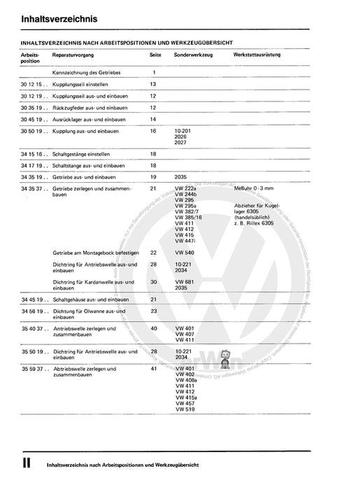 LT (1975 - 1996) Reparaturanleitung 4-Gang-Schaltgetriebe 015 und Achsantrieb