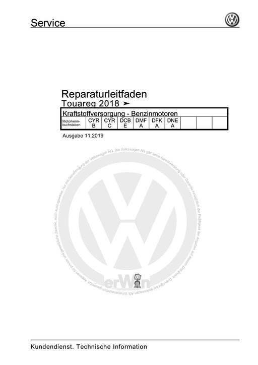 Touareg (2018+) Reparaturanleitung Kraftstoffversorgung - Benzinmotoren