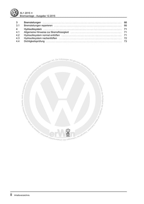 XL1 (2012+) Reparaturanleitung Bremsanlage