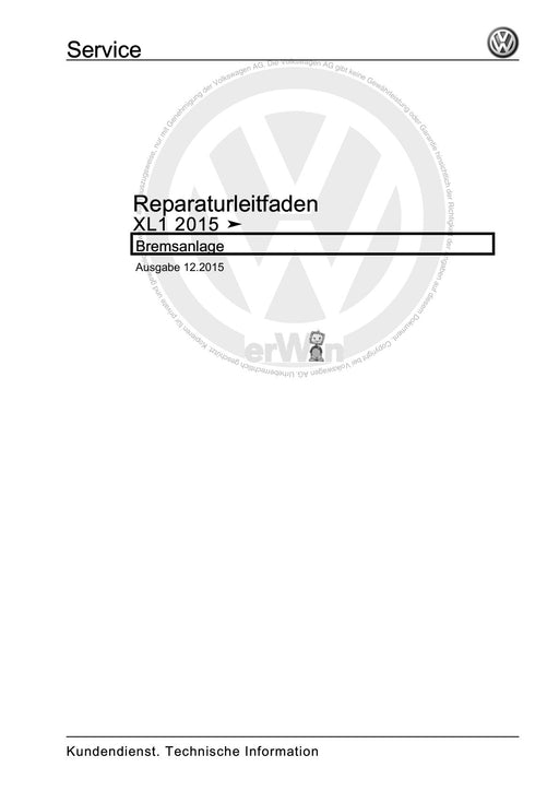 XL1 (2012+) Reparaturanleitung Bremsanlage