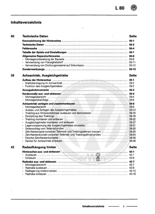 L 80 (1995 - 2001) Reparaturanleitung Hinterachse