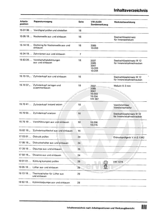 Passat (1974 - 1988) Passat-Passat Variant Reparaturanleitung 1,3-l-Vergasermotor FY,FZ
