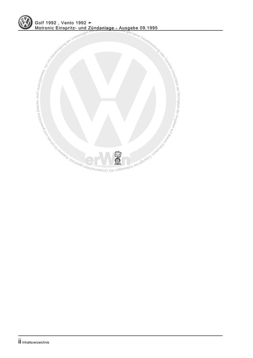Golf III (1992 - 1999) Golf-Golf Variant-Vento Reparaturanleitung Motronic Einspritz- und Zündanlage