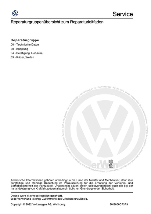 Amarok (2011+) Reparaturanleitung 6 Gang-Schaltgetriebe 0F6