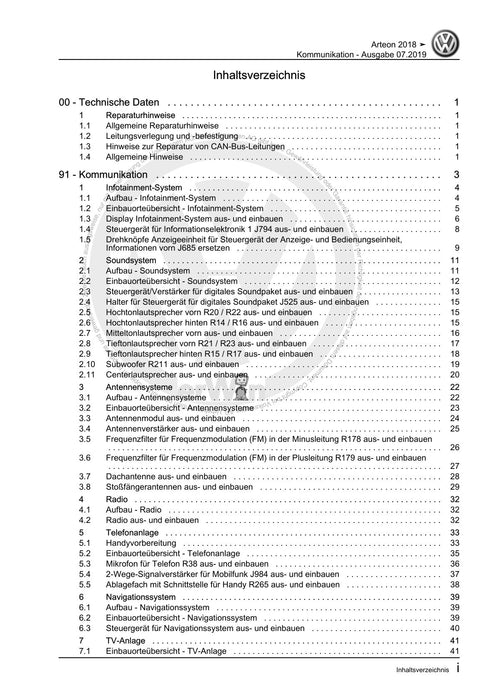 Arteon (2018 - 2020) Reparaturanleitung Kommunikation