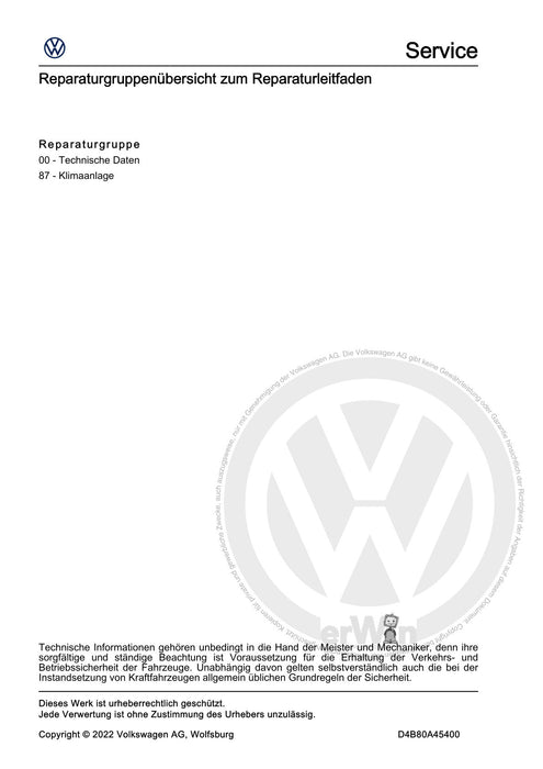 ID.5 (2021+) Reparaturanleitung Klimaanlagen mit Kältemittel R744 - Allgemeine Informationen