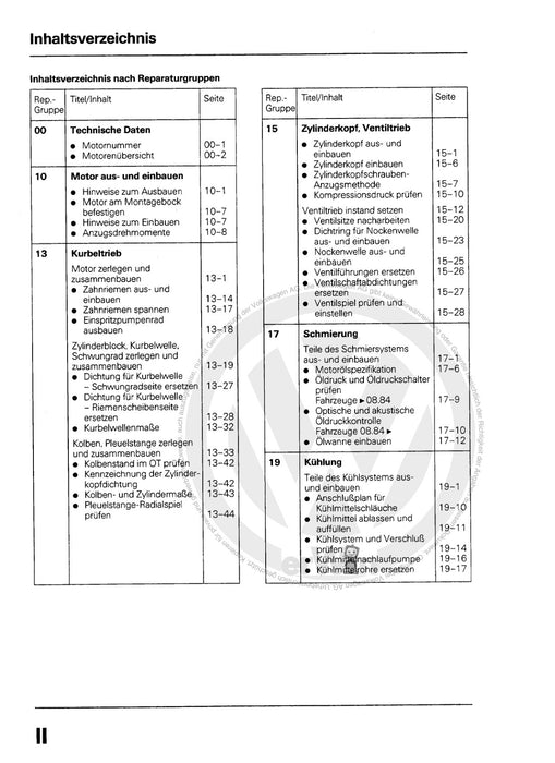 Typ 2 (1968 - 1979) Reparaturanleitung 4-Zylinder-Dieselmotor, Mechanik CS,JX,KY