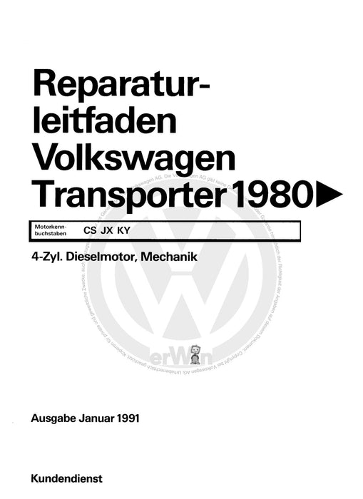 Typ 2 (1968 - 1979) Reparaturanleitung 4-Zylinder-Dieselmotor, Mechanik CS,JX,KY