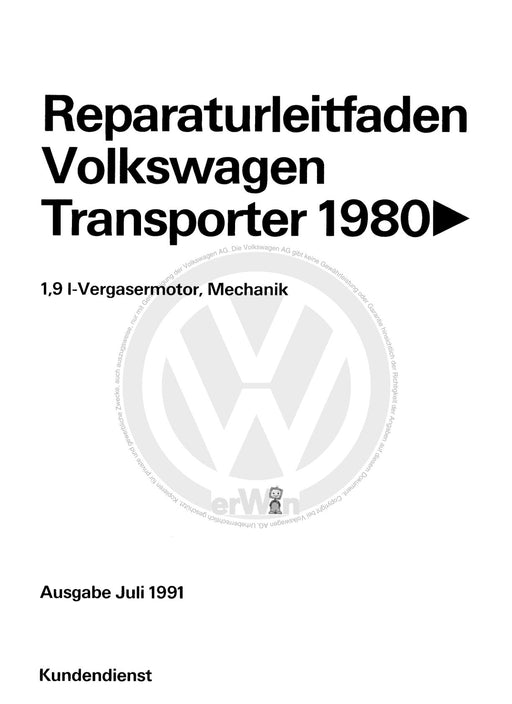 Typ 2 (1968 - 1979) Reparaturanleitung 1,9-l-Vergasermotor, Mechanik DF,DG,EY,SP