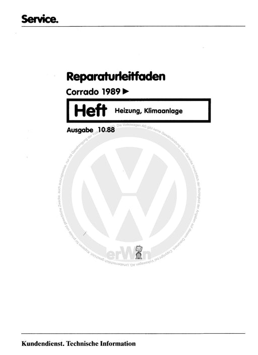 Corrado (1988 - 1995) Reparaturanleitung Heizung, Klimaanlage
