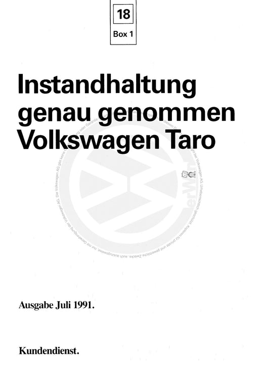 Taro (1989 - 1997) Maintenance handbook (IGG) Heft 18+Taro