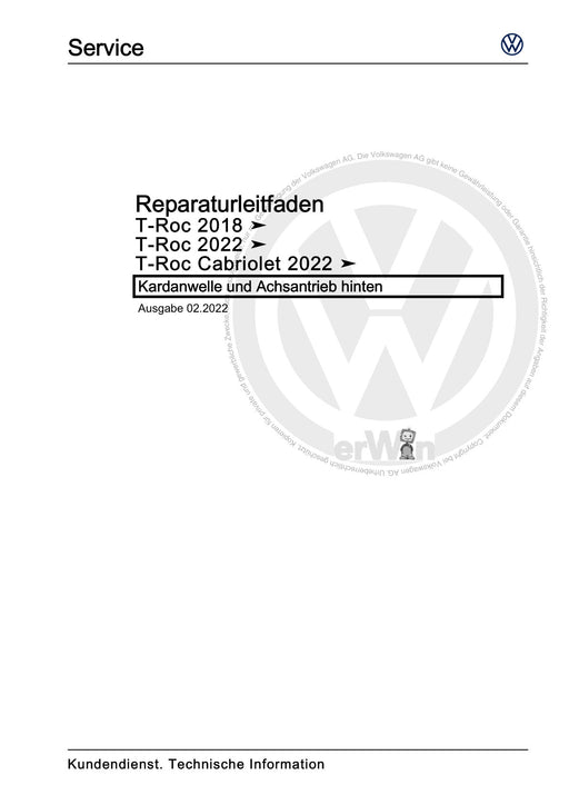 T-Roc (2018 - 2022) Reparaturanleitung Kardanwelle und Achsantrieb hinten