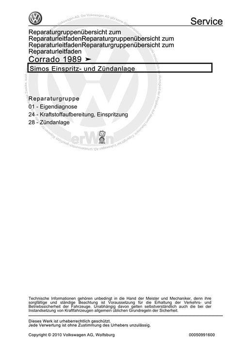 Corrado (1988 - 1995) Reparaturanleitung Simos Einspritz- und Zündanlage