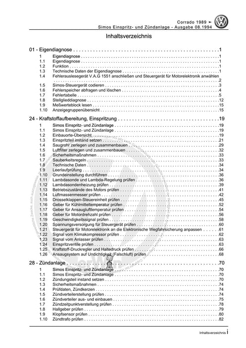 Corrado (1988 - 1995) Reparaturanleitung Simos Einspritz- und Zündanlage