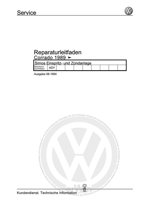 Corrado (1988 - 1995) Reparaturanleitung Simos Einspritz- und Zündanlage