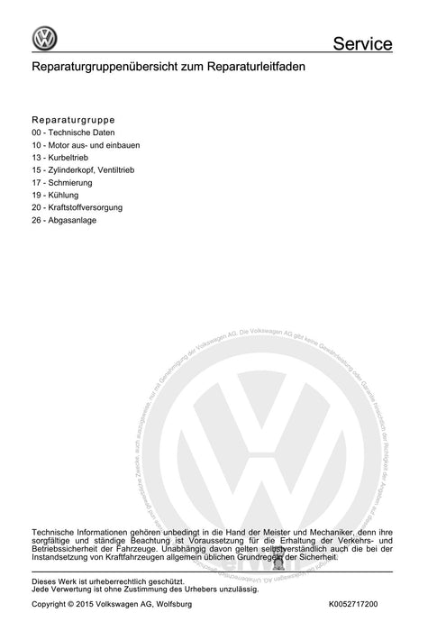 Lupo (1998 - 2006) Reparaturanleitung 4-Zyl. Einspritzmotor (Tassenstößel), Mechanik