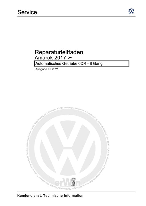 Amarok (2011+) Reparaturanleitung Automatisches Getriebe 0DR - 8 Gang