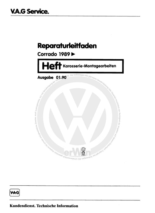 Corrado (1988 - 1995) Reparaturanleitung Karosserie-Montagearbeiten