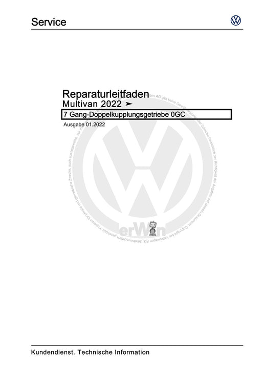 Transporter (2016+) Reparaturanleitung 7 Gang-Doppelkupplungsgetriebe 0GC