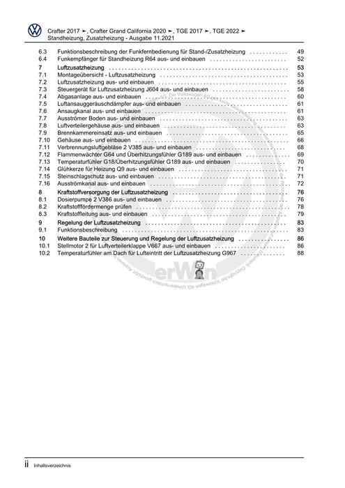 Crafter (2017+) Reparaturanleitung Standheizung, Zusatzheizung