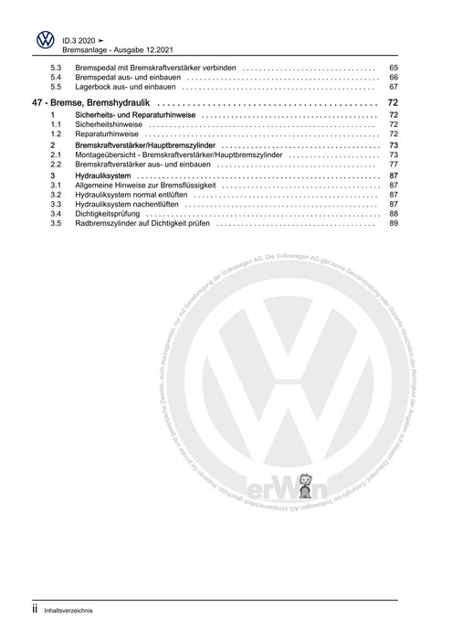 ID.3 (2020+) Reparaturanleitung Bremsanlage
