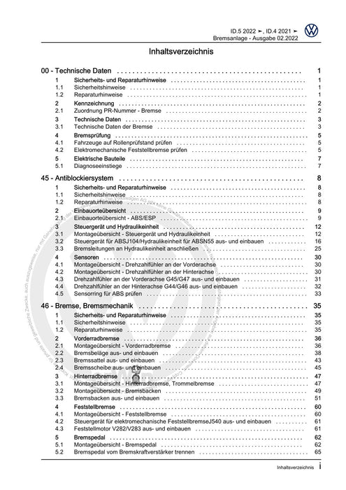 ID.4 (2020+) E2, E21] Reparaturanleitung Bremsanlage