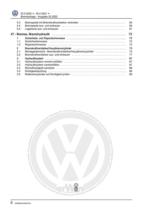 ID.4 (2020+) E2, E21] Reparaturanleitung Bremsanlage