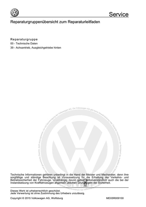Golf V (2004 - 2007) Golf-Golf Variant-Golf Plus-Jetta Reparaturanleitung Kardanwelle und Achsantrieb hinten