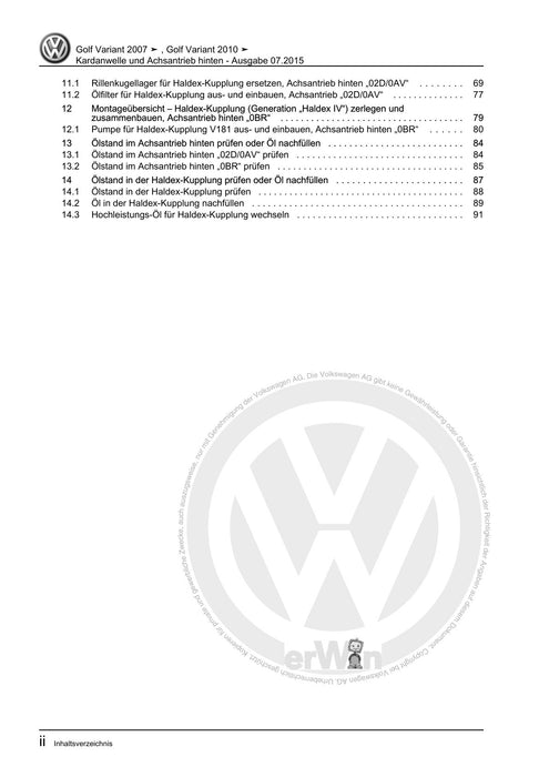 Golf V (2004 - 2007) Golf-Golf Variant-Golf Plus-Jetta Reparaturanleitung Kardanwelle und Achsantrieb hinten