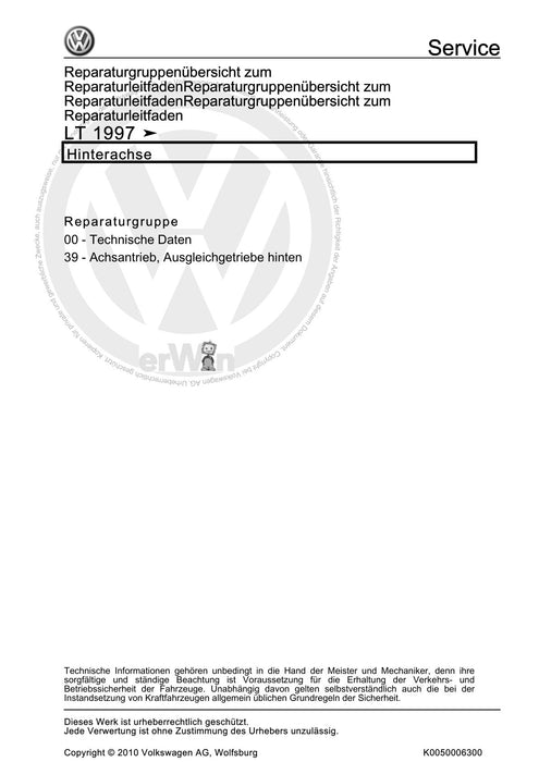 LT (1996 - 2006) Reparaturanleitung Hinterachse