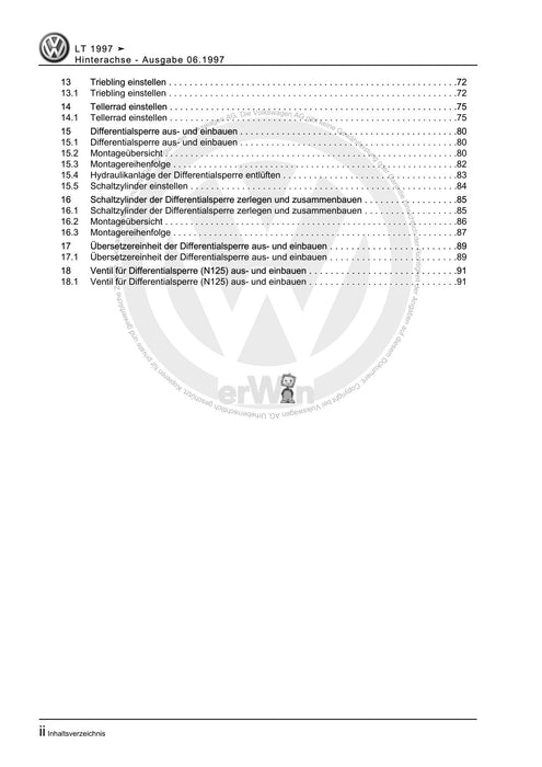 LT (1996 - 2006) Reparaturanleitung Hinterachse