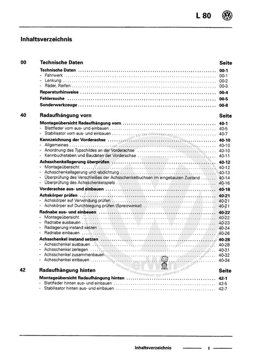 L 80 (1995 - 2001) Reparaturanleitung Fahrwerk