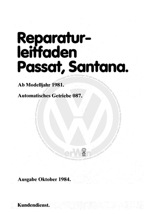 Passat (1982 - 1988) Passat-Santana Reparaturanleitung Automatisches Getriebe 087