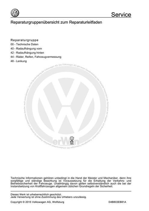 XL1 (2012+) Reparaturanleitung Fahrwerk, Achsen, Lenkung