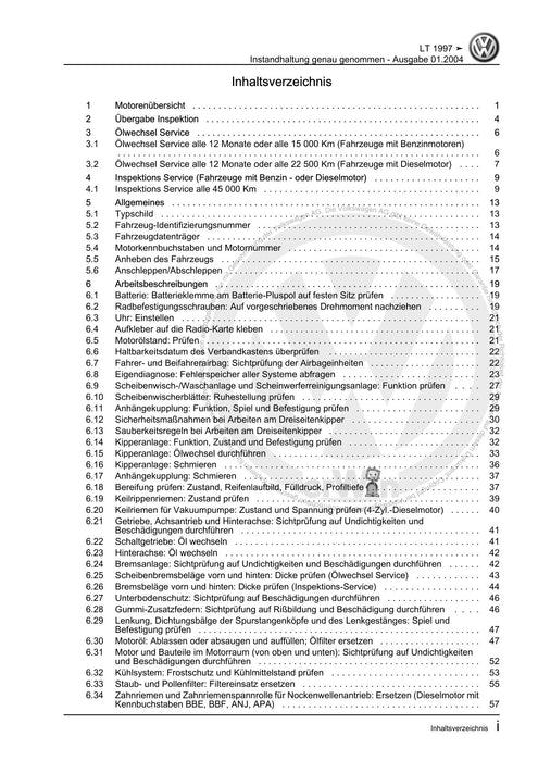 LT (1996 - 2006) Maintenance handbook (IGG) Instandhaltung genau genommen