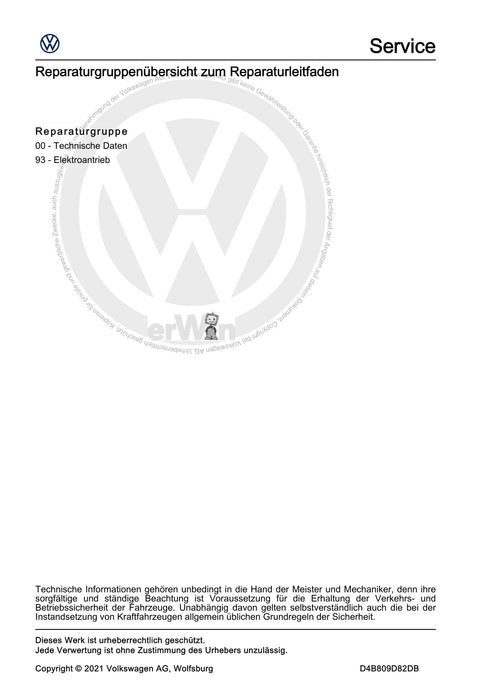 Passat (2019+) Reparaturanleitung Hochvoltsystem - Allgemeine Informationen