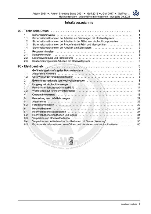 Passat (2019+) Reparaturanleitung Hochvoltsystem - Allgemeine Informationen