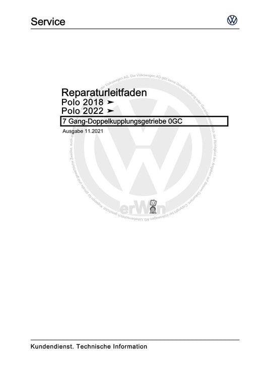 Polo 2022 Reparaturanleitung 7 Gang-Doppelkupplungsgetriebe 0GC